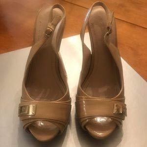 BCBGeneration Raye Platform Peep-toe Pumps Beige